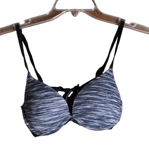 Victoria’s Secret PINK Push-Up Bra 32B Black Gray Heather Adjustable Straps